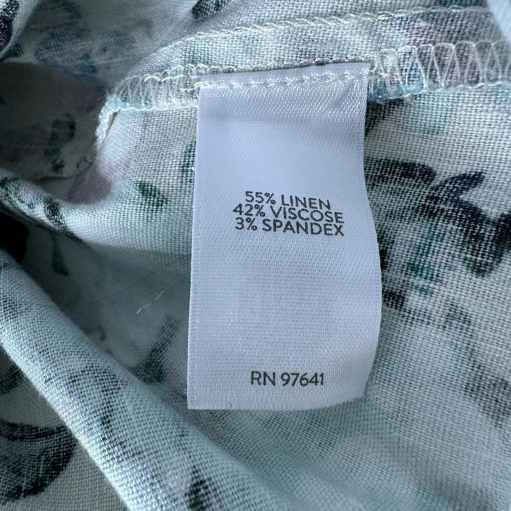 J‎ Jill Cropped Pants Floral Linen Blend Size Large